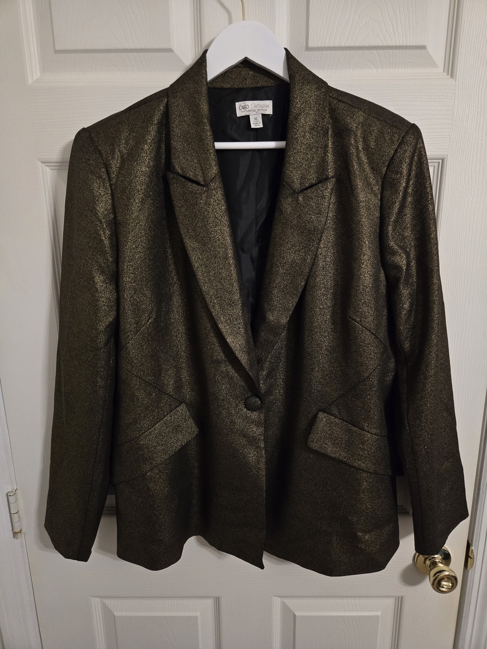 Cato Collection Black And Gold Shimmer Button Front Blazer Size XL